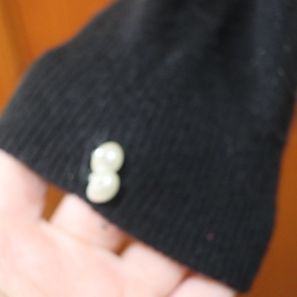 Vintage Hadley Real Mink Fur Collar Black 100% Cashmere Cardigan Sweater LG - Picture 9 of 12